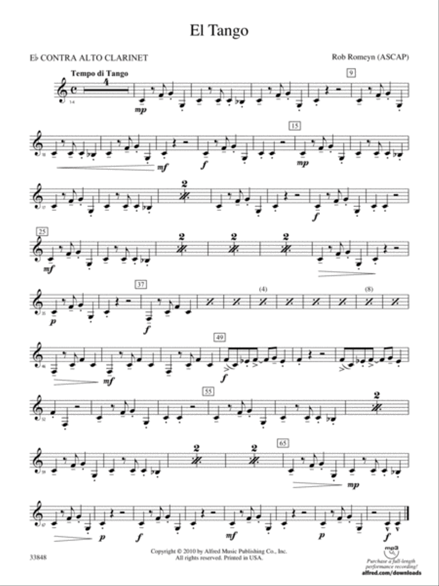 El Tango: (World Part) E-flat Contrabass Clarinet Concert Band scores gallery preview page 1