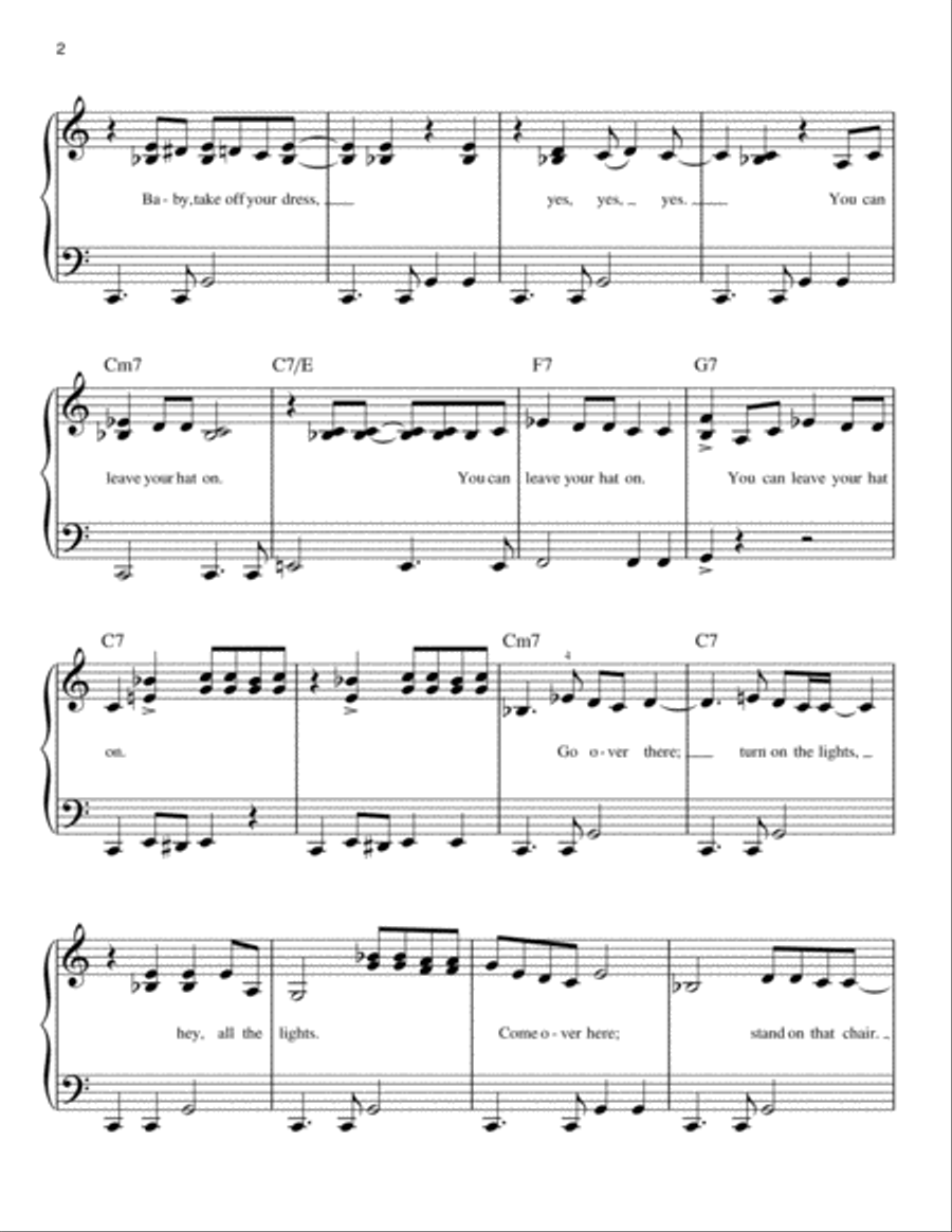 You Can Leave Your Hat On Easy Piano scores gallery preview page 2