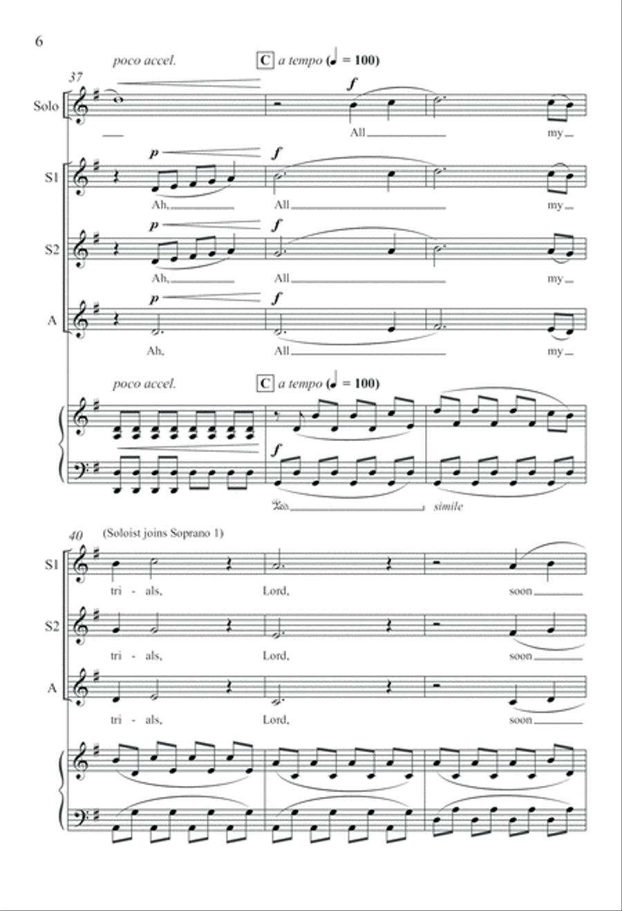 Gospel Songs: All My Trials SSA scores gallery preview page 6