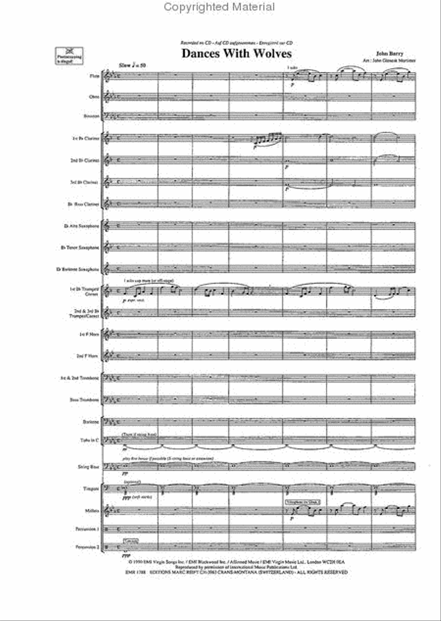 Dances With Wolves Concert Band scores gallery preview page 3