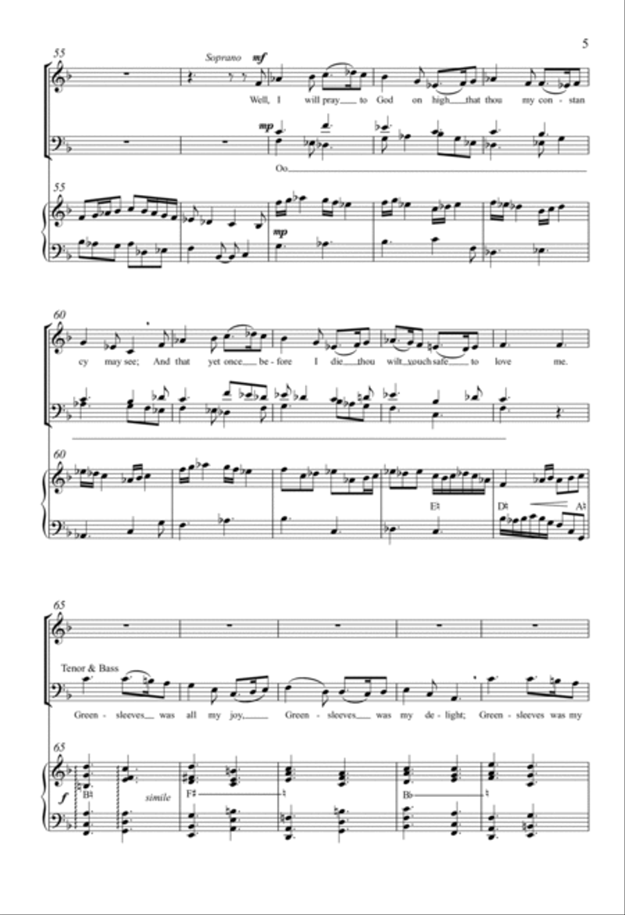 Greensleeves Greensleeves 4-Part scores gallery preview page 4