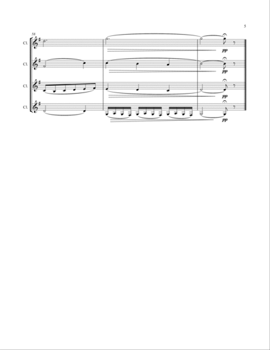 H. Waelput: Cantabile for Four Clarinets (orig. Four Violas) Clarinet Quartet scores gallery preview page 5