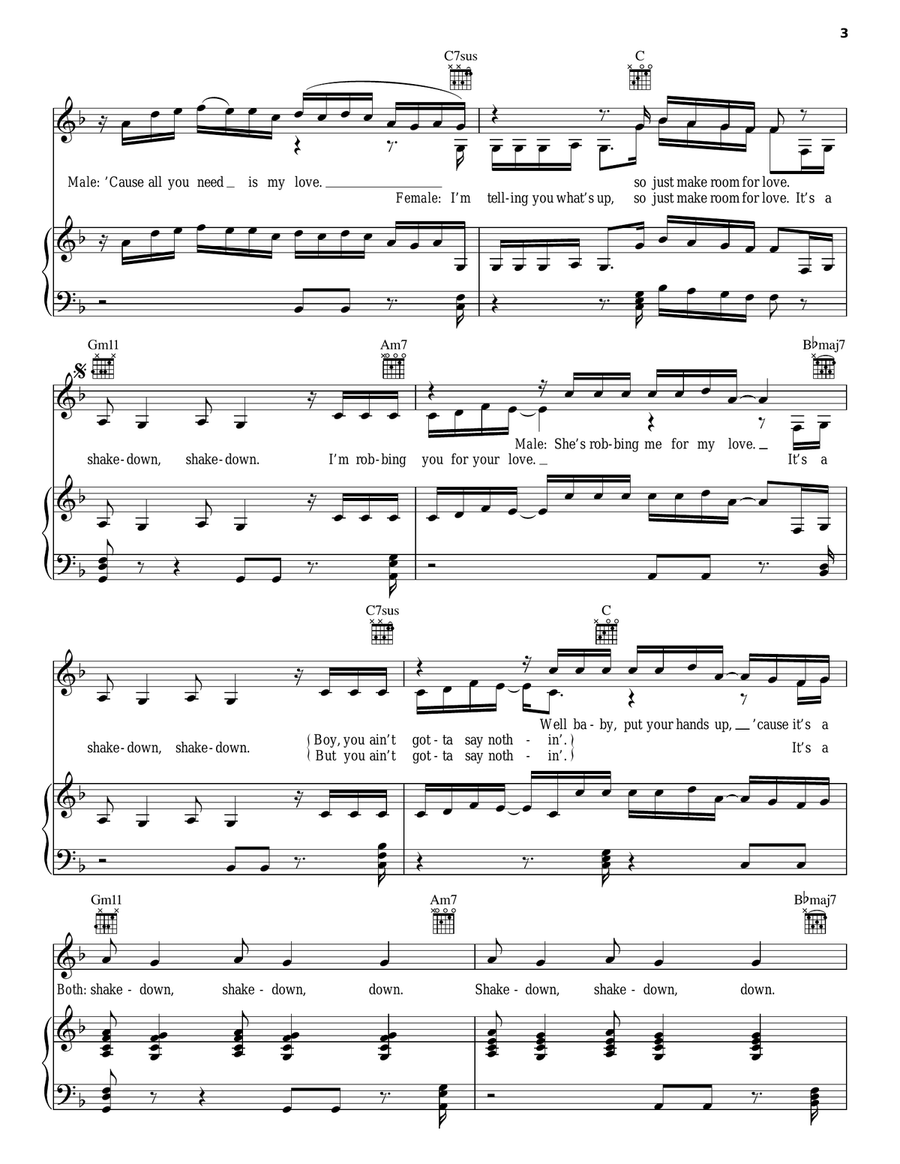 Shake Down Shake Down Piano, Vocal, Guitar scores gallery preview page 3