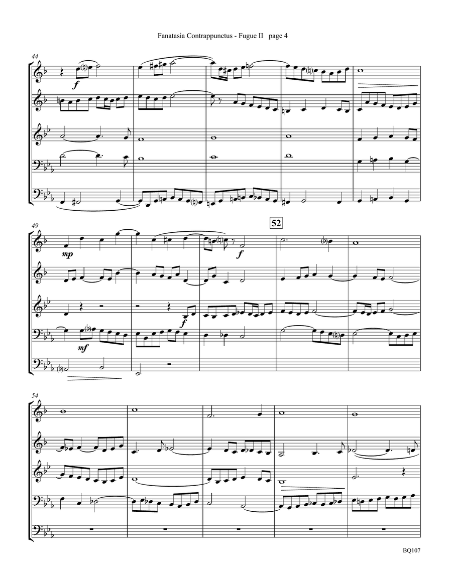 Fugue #2 from Fantasia Contrappuntistica for Brass Quintet Brass Quintet scores gallery preview page 5