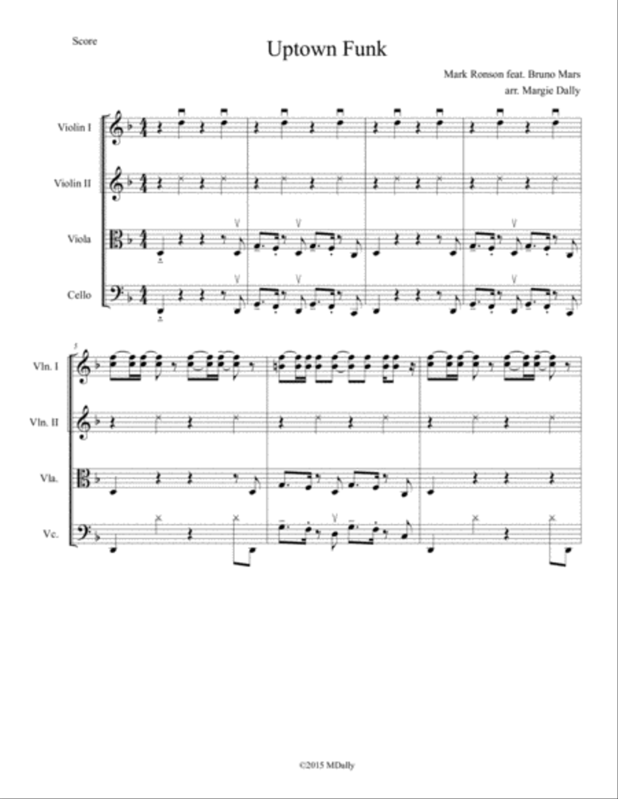 Uptown Funk String Quartet scores gallery preview page 1