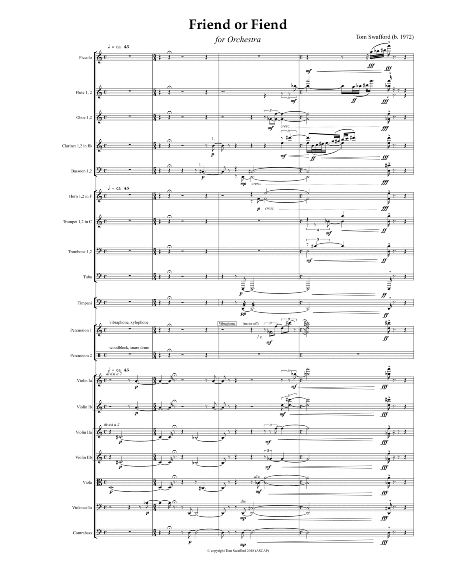 Friend or Fiend for orchestra (score) Full Orchestra scores gallery preview page 1