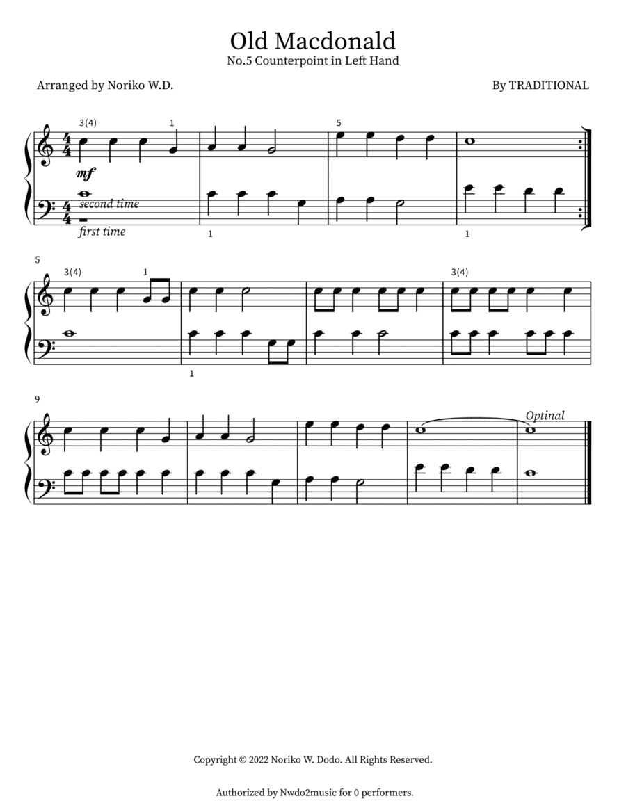 Old MacDonald Piano Method scores gallery preview page 1