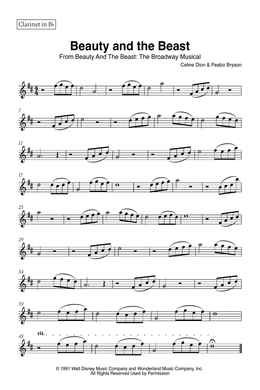 Beauty And The Beast B-Flat Clarinet scores gallery preview page 4