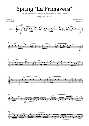 Book cover for "Spring" (La Primavera) by Vivaldi - Easy version for FLUTE SOLO