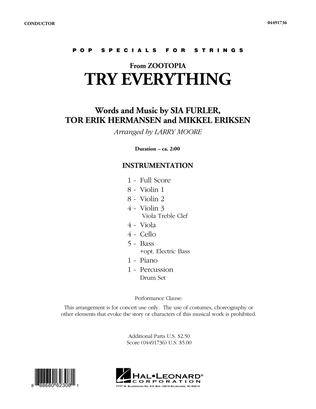 Book cover for Try Everything (from Zootopia) - Conductor Score (Full Score)