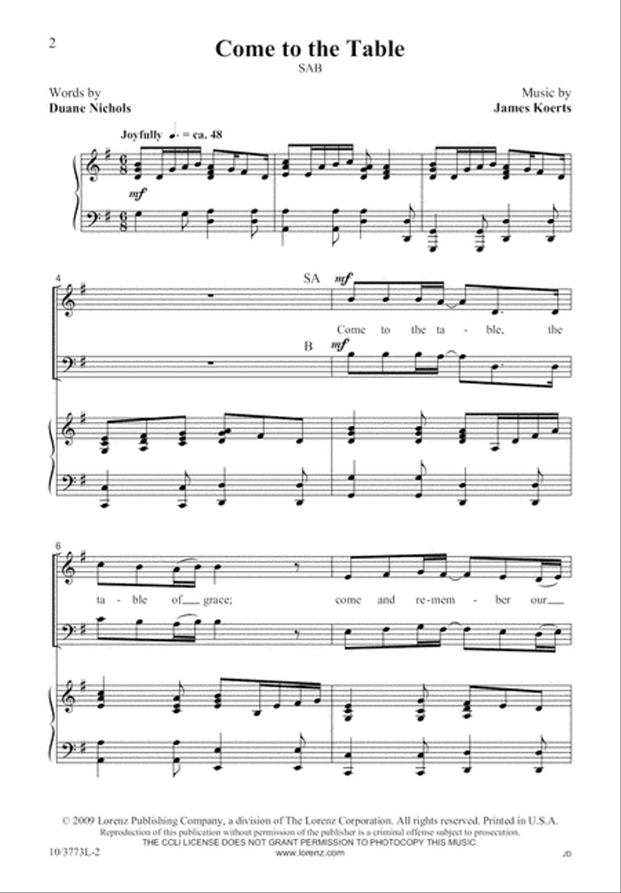 Come to the Table 3-Part scores gallery preview page 2