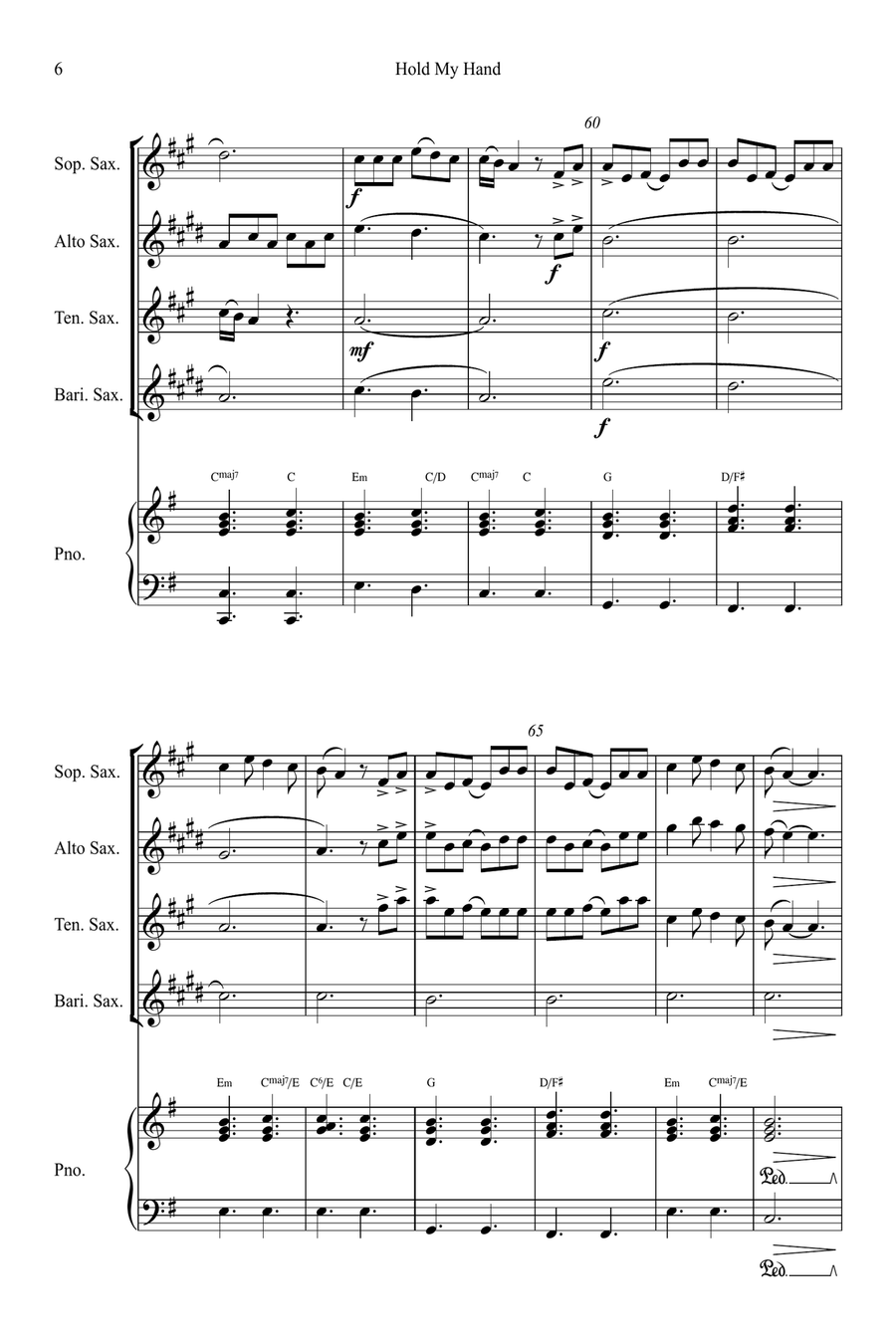 Hold My Hand Small Ensemble scores gallery preview page 6