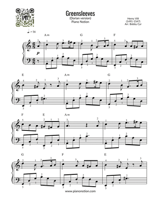 Greensleeves - Dorian mode (Piano Solo)