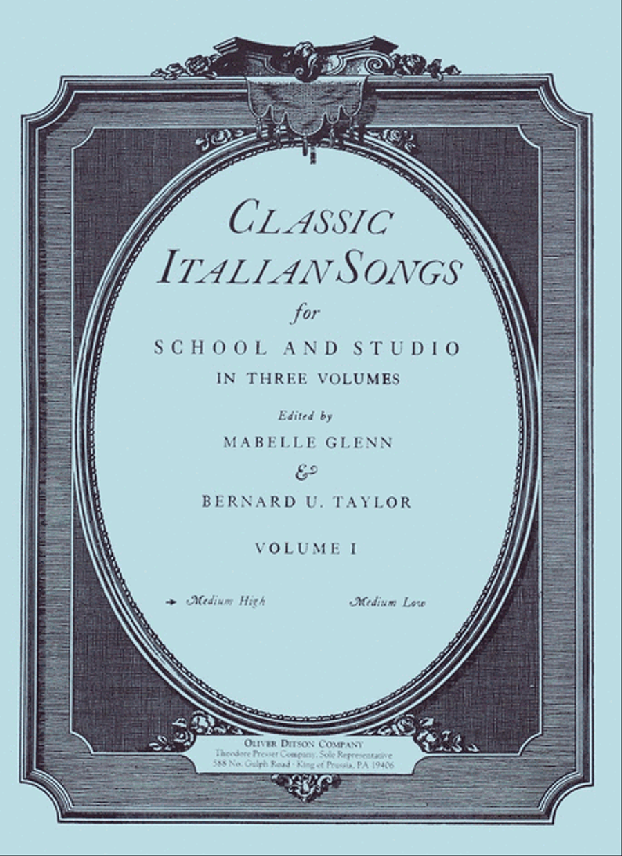 Classic Italian Songs For School And Studio Volume I Medium High Chamber Music scores gallery preview page 1