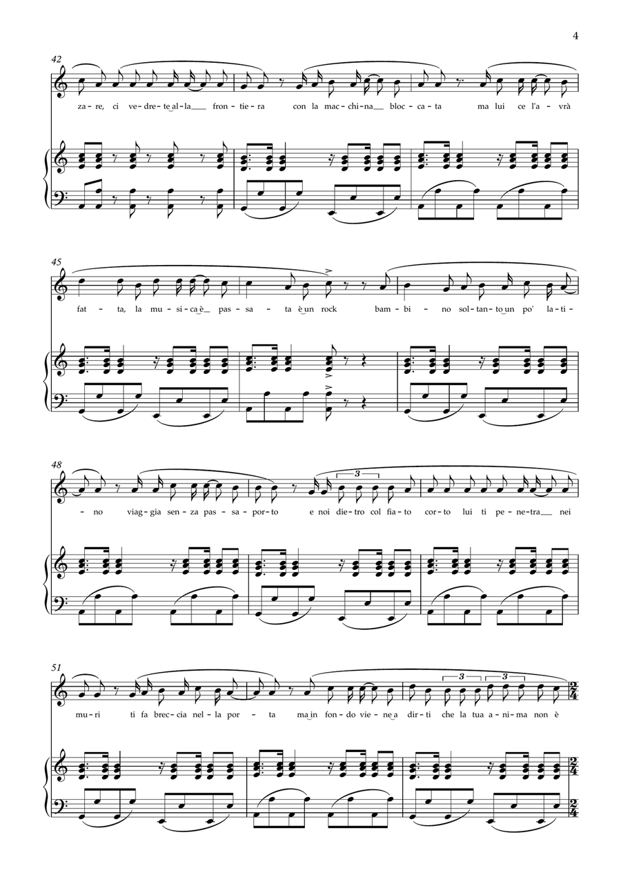 La Mia Banda Suona Il Rock Piano, Vocal scores gallery preview page 4
