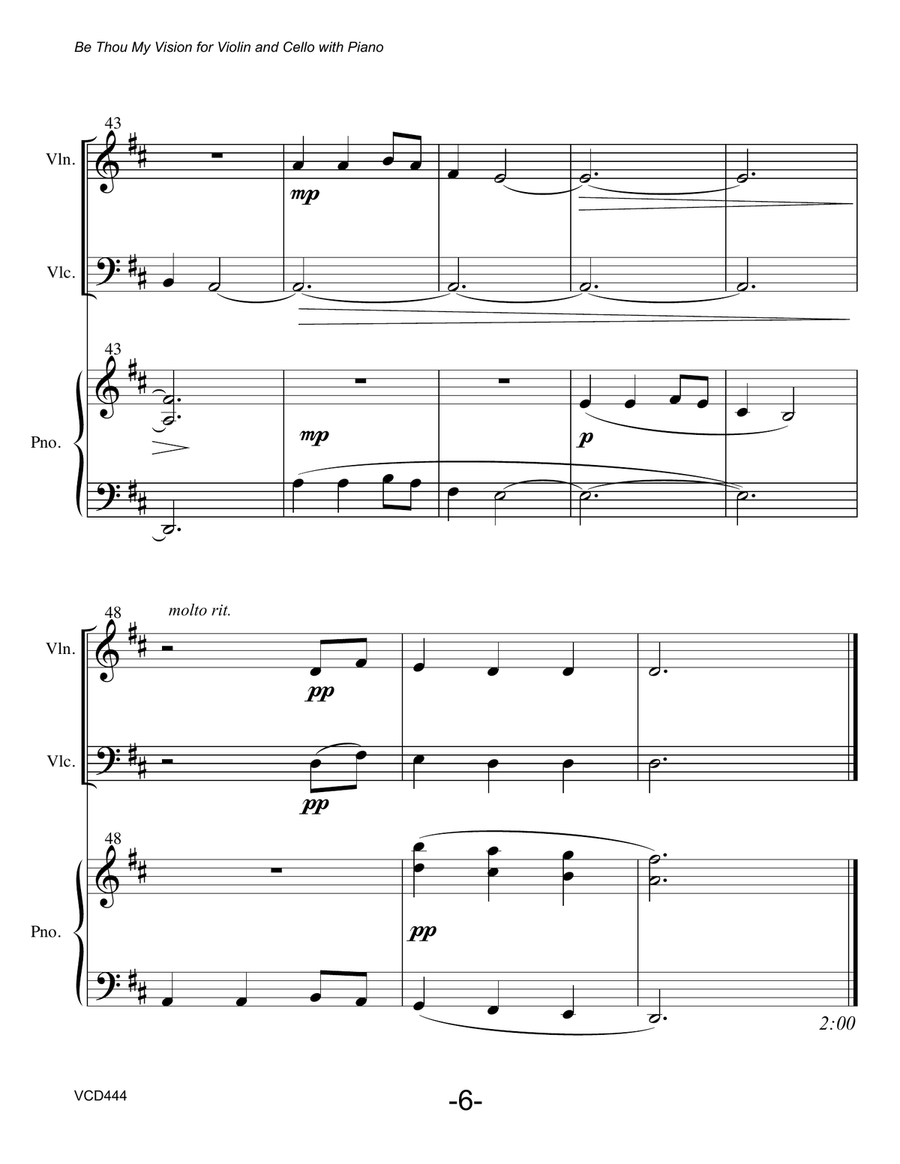 BE THOU MY VISION - VIOLIN & CELLO DUET with Piano (Grade 2) Piano Trio scores gallery preview page 6