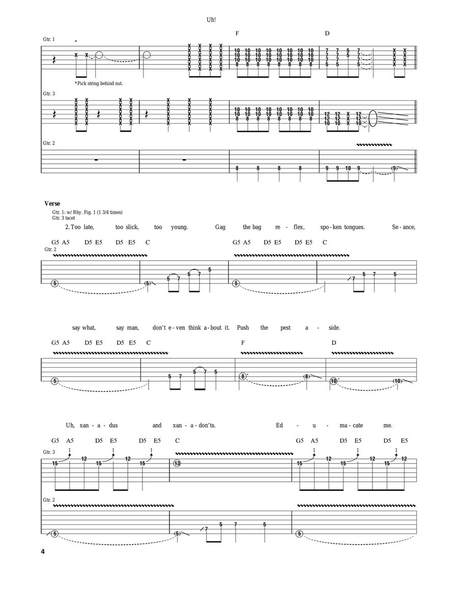 Head Like A Haunted House by Queens of the Stone Age Electric Guitar - Digital Sheet Music page 4