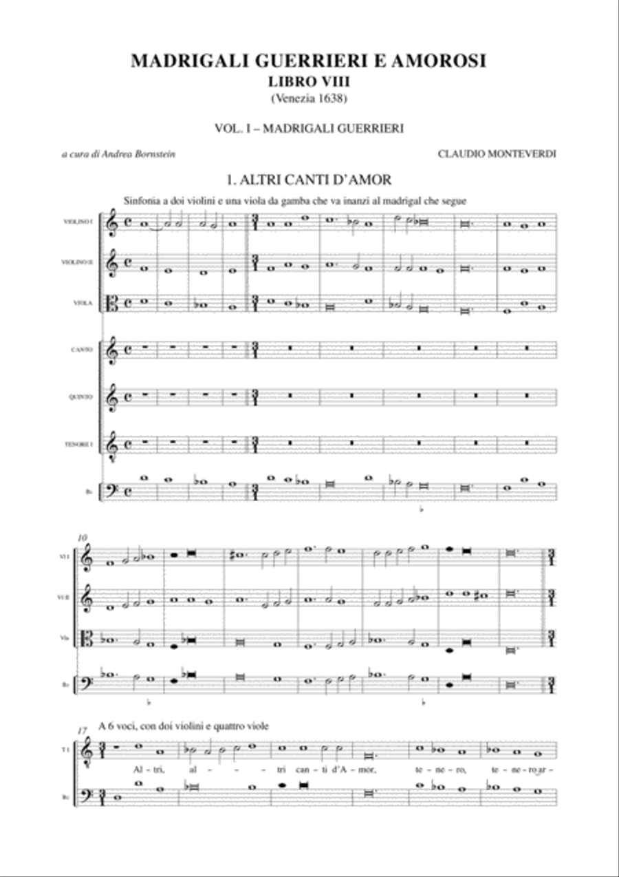 Madrigali. Libro VIII (Venezia 1638) - Vol. I: Madrigali guerrieri Choir scores gallery preview page 2