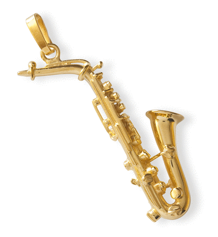 Gold-plated pendant : alto saxophone