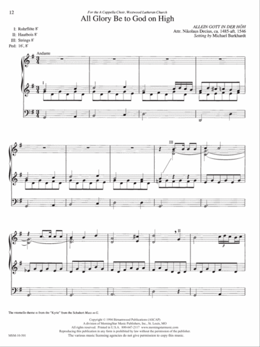 All Glory Be to God on High Organ scores gallery preview page 1