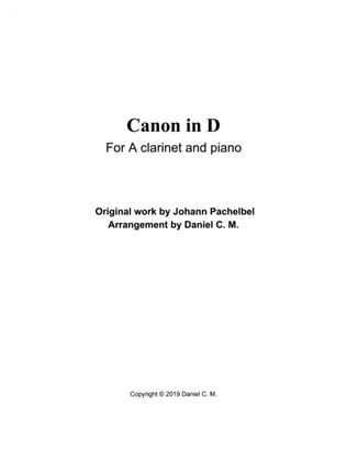 Canon in D for A clarinet and piano