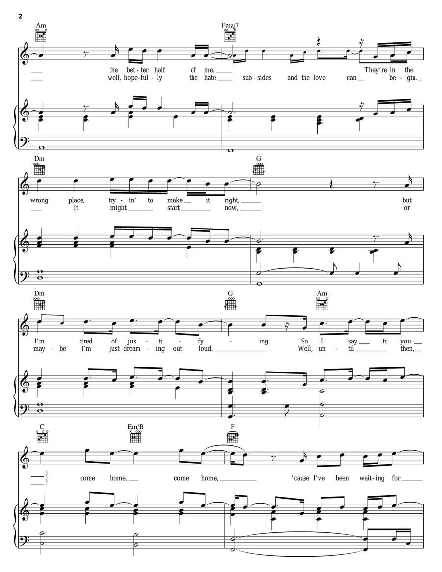 Come Home Acoustic Guitar scores gallery preview page 2