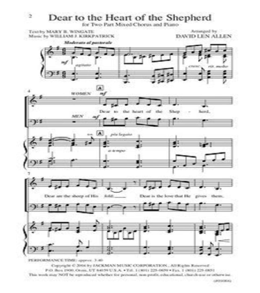 Dear to the Heart of the Shepherd – Two Part TB scores gallery preview page 2