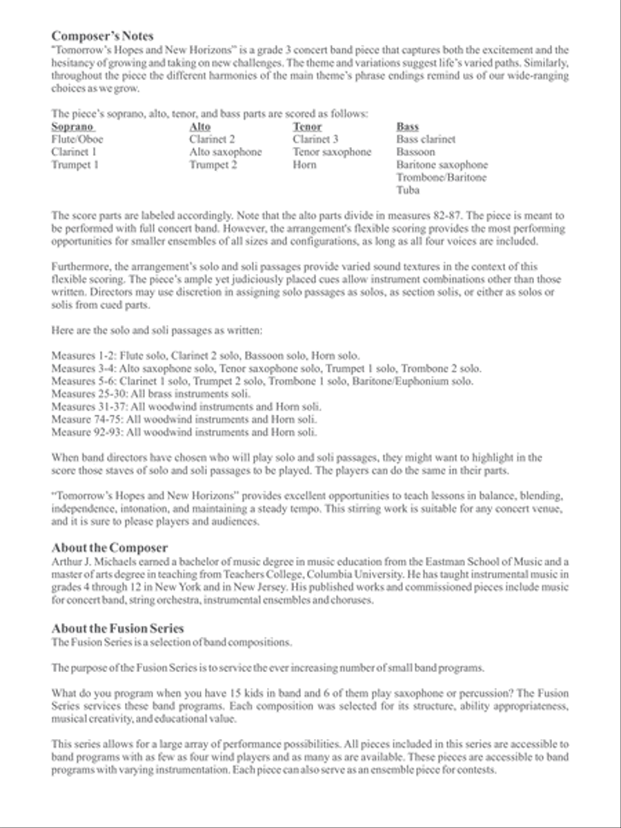 Tomorrow's Hopes & New Horizons Concert Band scores gallery preview page 2