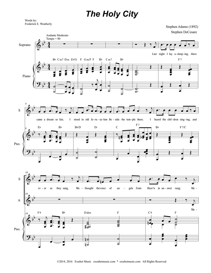 The Holy City (Duet for Soprano and Alto Solo) image number null