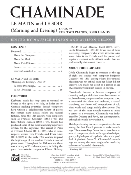 Chaminade: Le matin and Le soir (Morning and Evening), Opus 79 - Piano Duo (2 Pianos, 4 Hands)