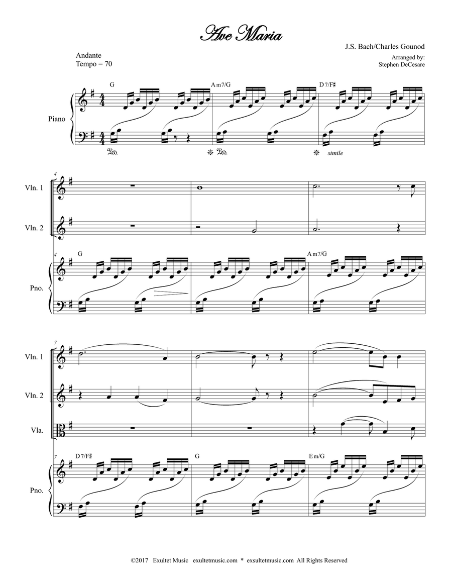 Ave Maria (String Quartet - Piano Accompaniment) String Quartet scores gallery preview page 1