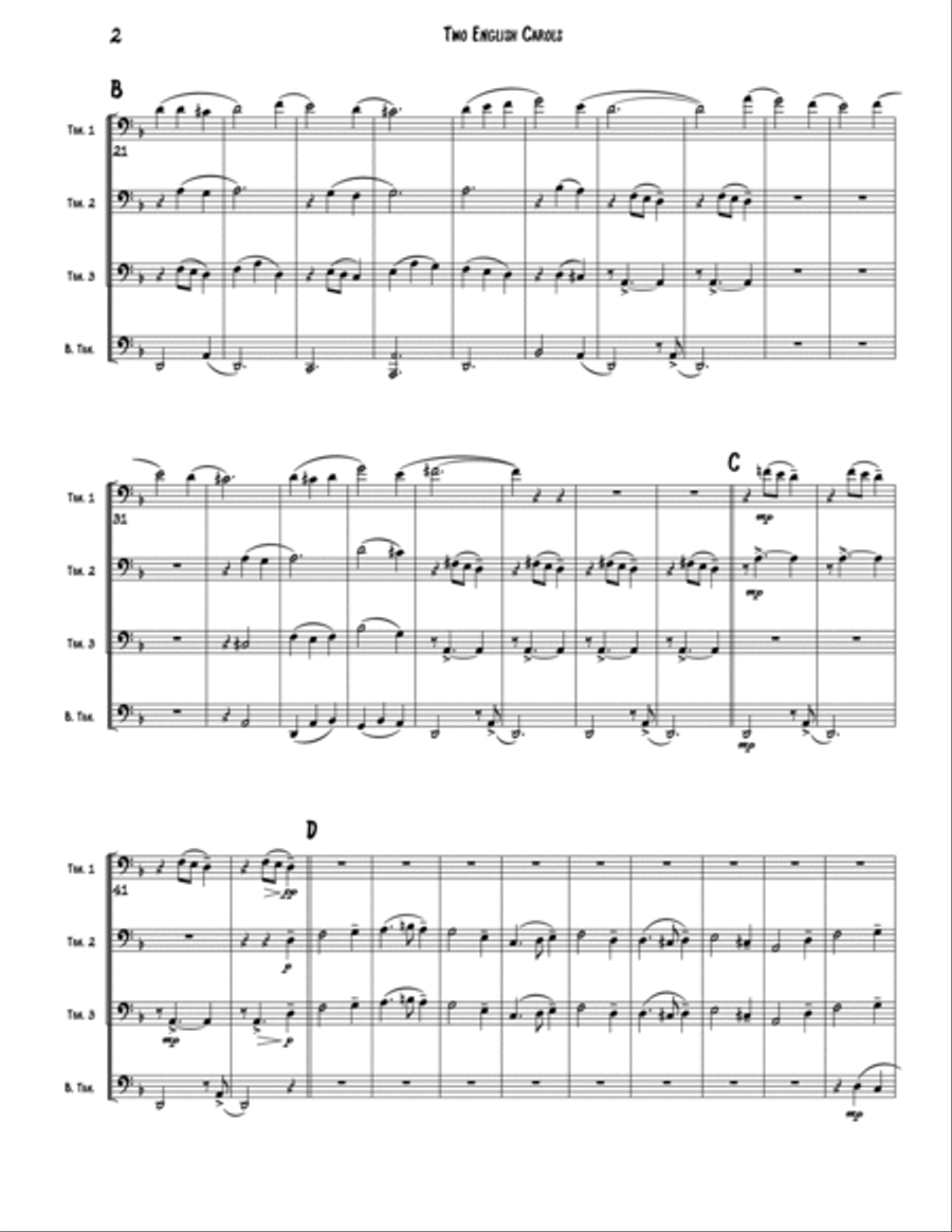 Two English Carols (Coventry Carol; What Child Is This?) - Trombone Quartet Brass Quartet scores gallery preview page 2