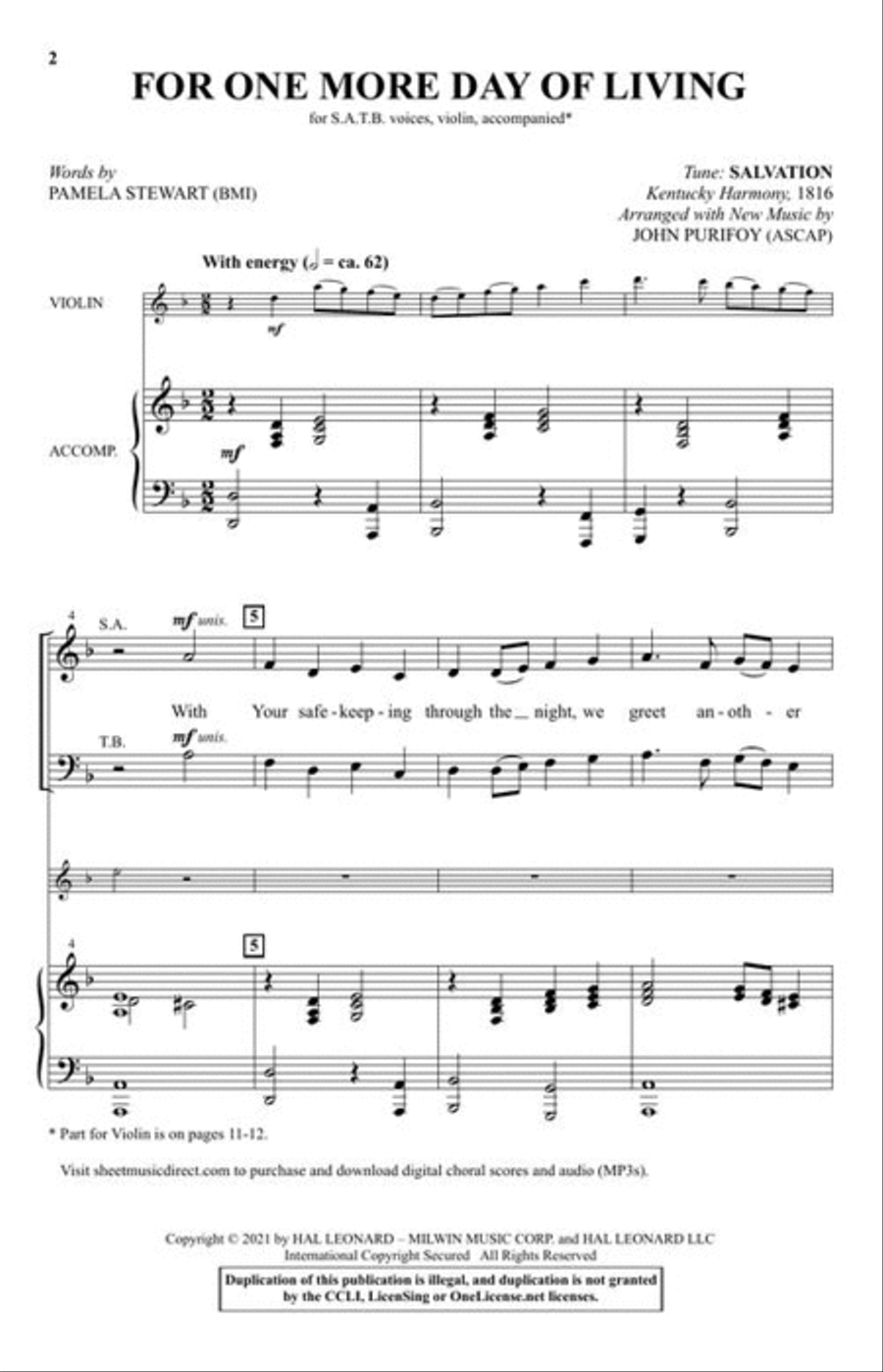 For One More Day of Living 4-Part scores gallery preview page 3
