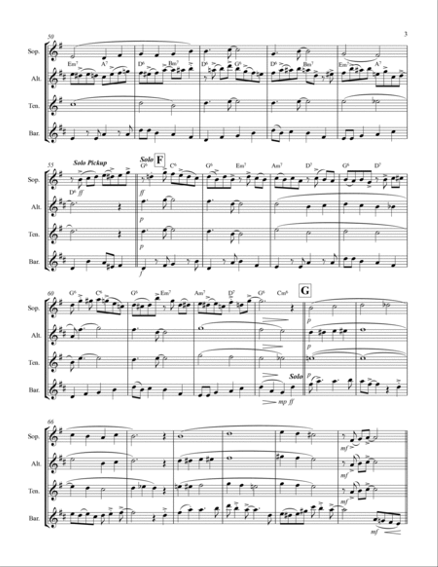 Go Tell it on the Mountain (for Saxophone Quartet SATB or AATB) Saxophone Quartet scores gallery preview page 4