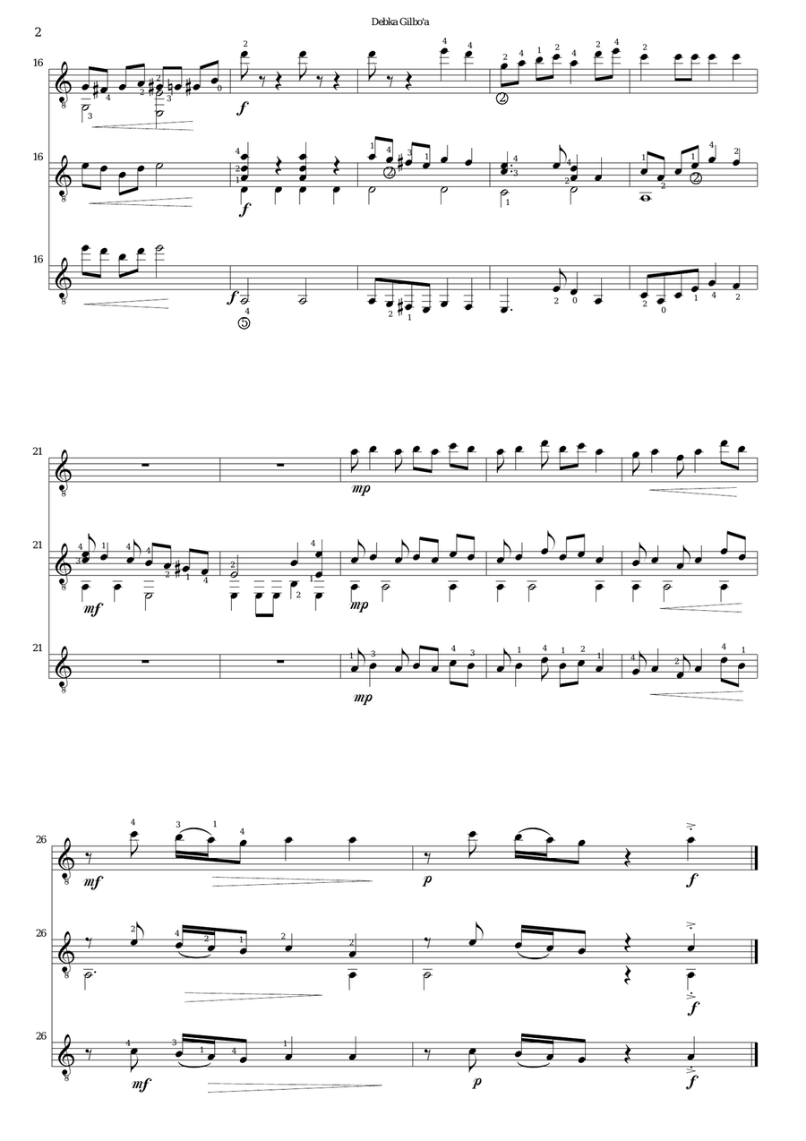 Variations on Debka Gilboa (Debka from Gilboa) for guitar trio Guitar Ensemble scores gallery preview page 2