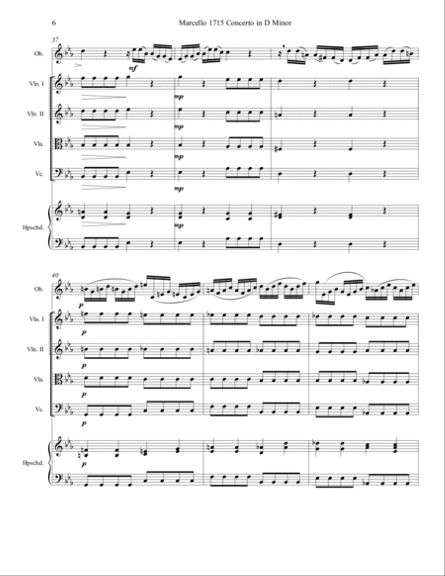 Marcello Oboe Concerto in C Minor Chamber Orchestra scores gallery preview page 6