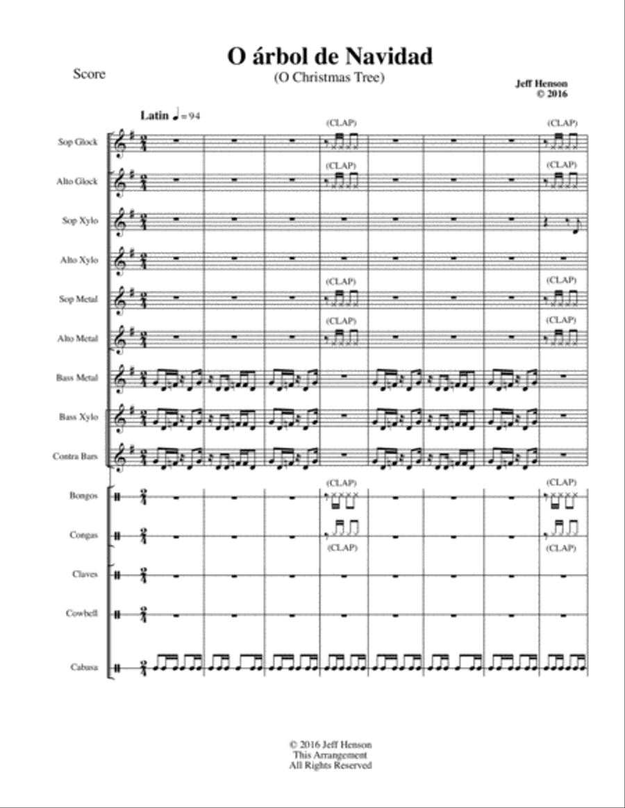 O Christmas Tree Orff Instrument scores gallery preview page 3