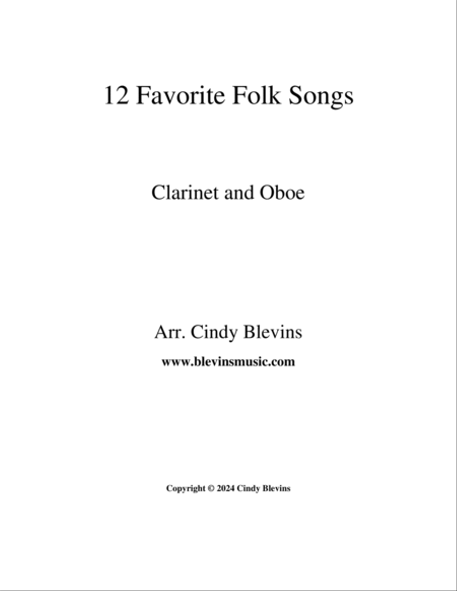 12 Favorite Folk Songs, for Clarinet and Oboe Woodwind Duet scores gallery preview page 6