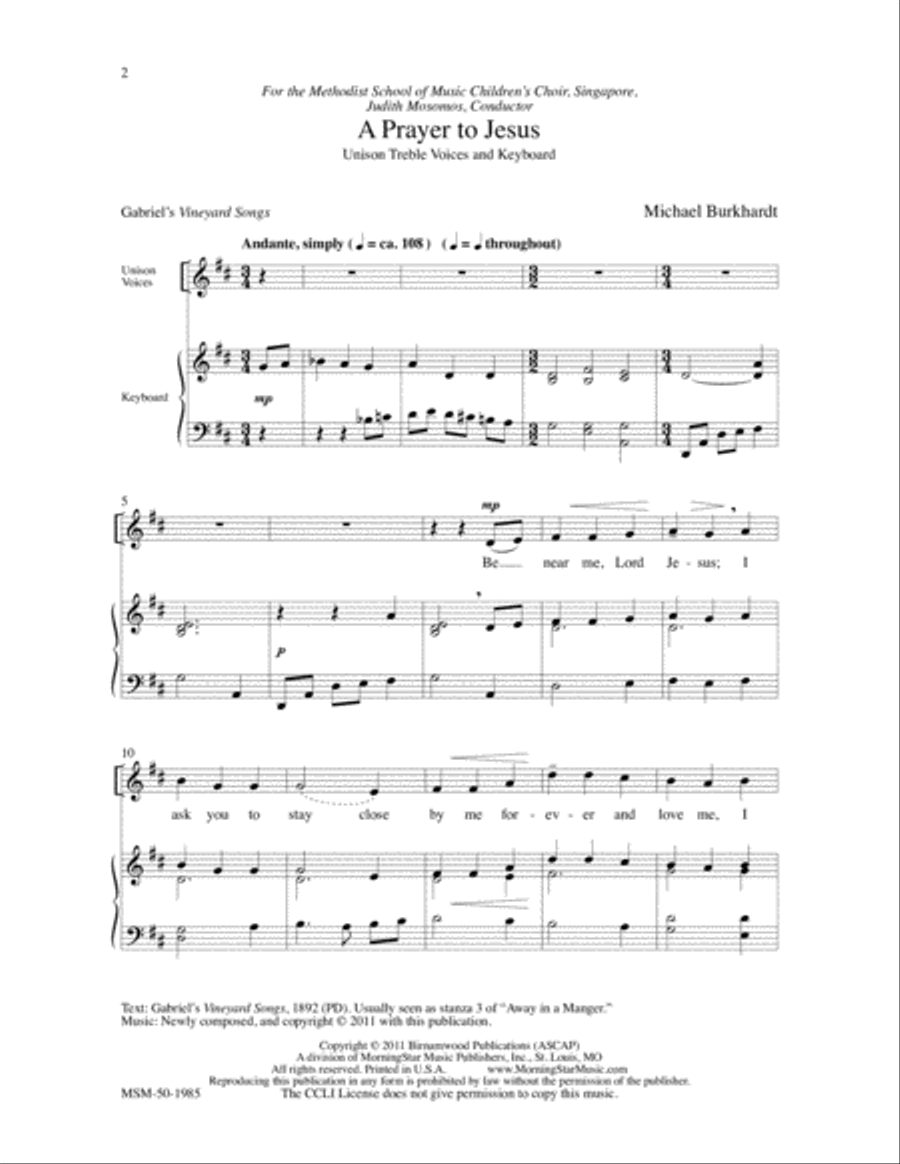 A Prayer to Jesus Unison Choir scores gallery preview page 2