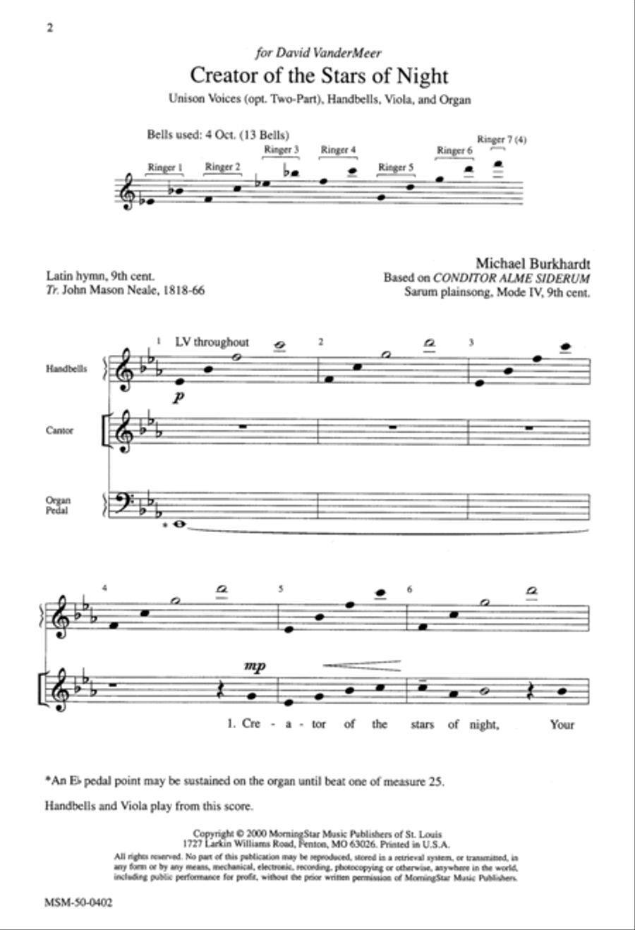 Creator of the Stars of Night Unison Choir scores gallery preview page 2