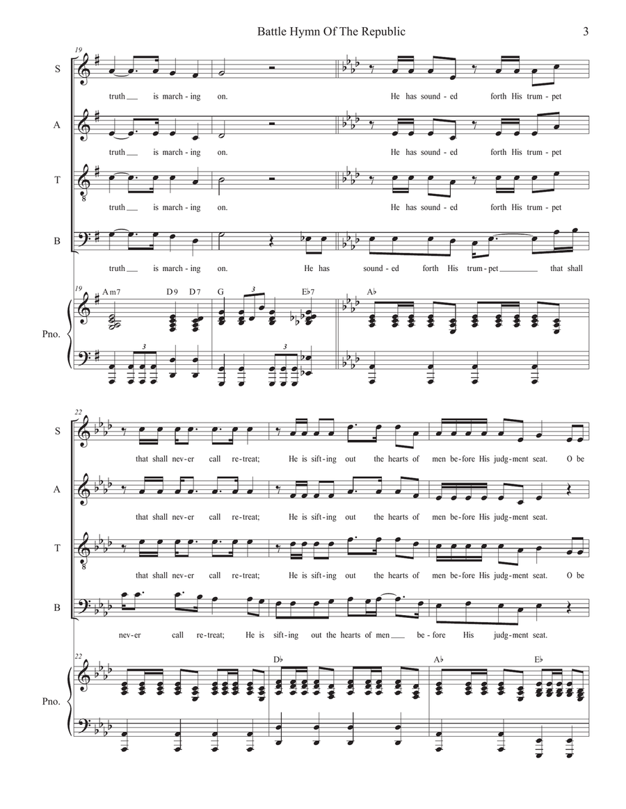 The Battle Hymn of the Republic (Vocal Quartet - (SATB) The Battle Hymn of the Republic (Vocal Quartet - (SATB) 4-Part scores gallery preview page 4