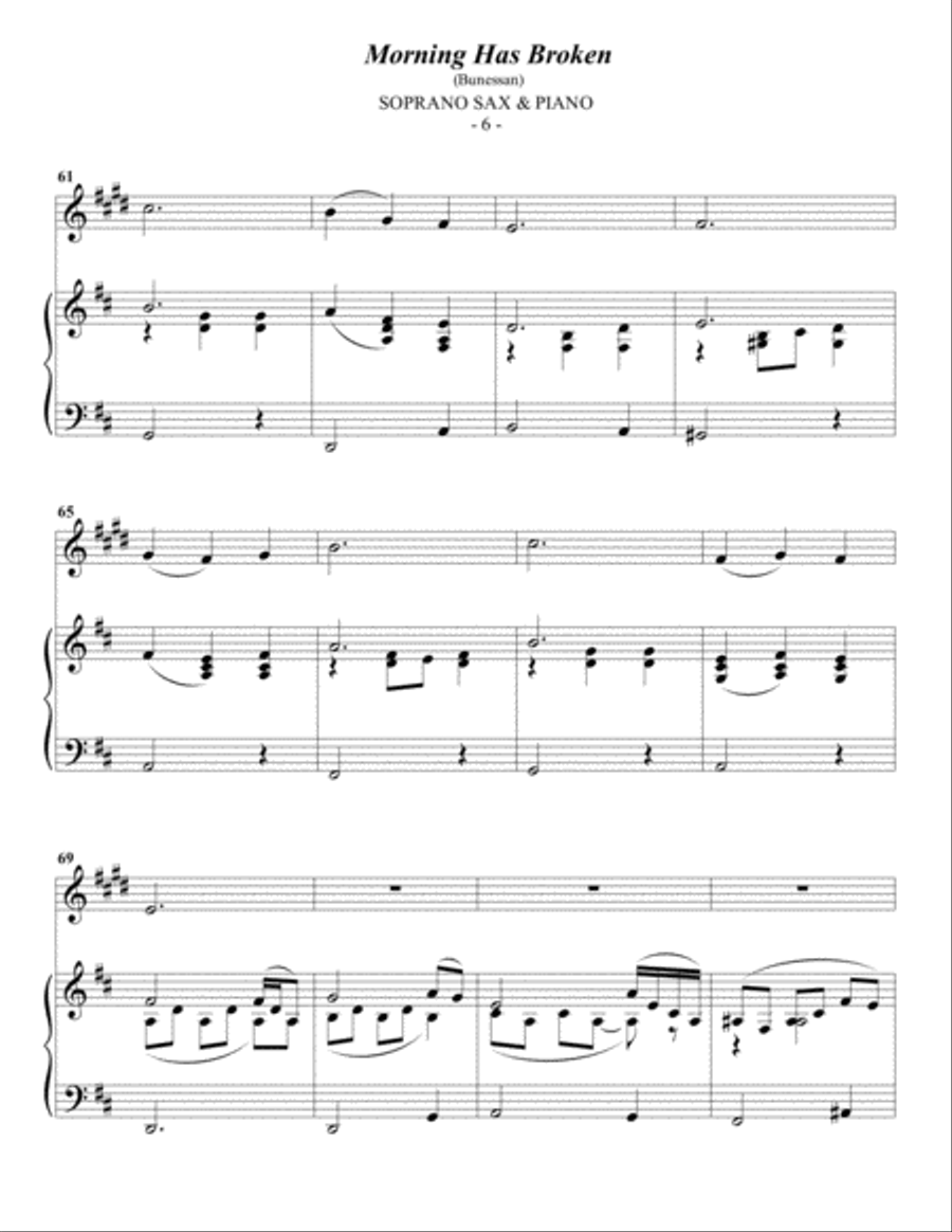 Morning Has Broken Soprano Saxophone scores gallery preview page 6