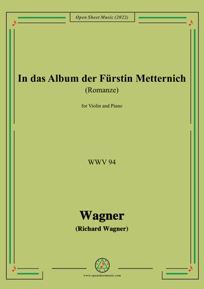 Book cover for R. Wagner-In das Album der Fürstin Metternich(Romanze),Ver.II,WWV 94,for Viola and Piano