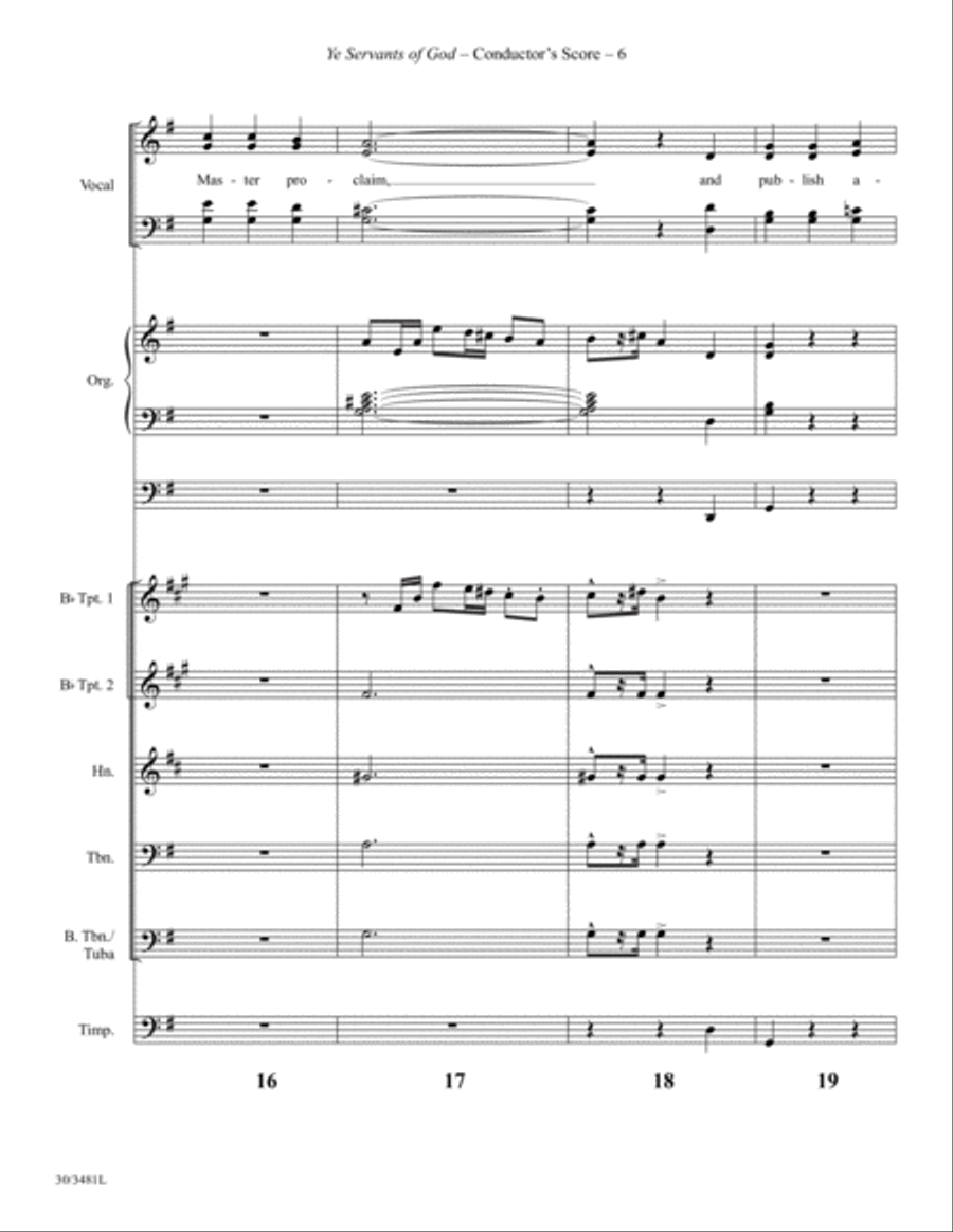 Ye Servants of God - Brass and Percussion Score and Parts Choir scores gallery preview page 8