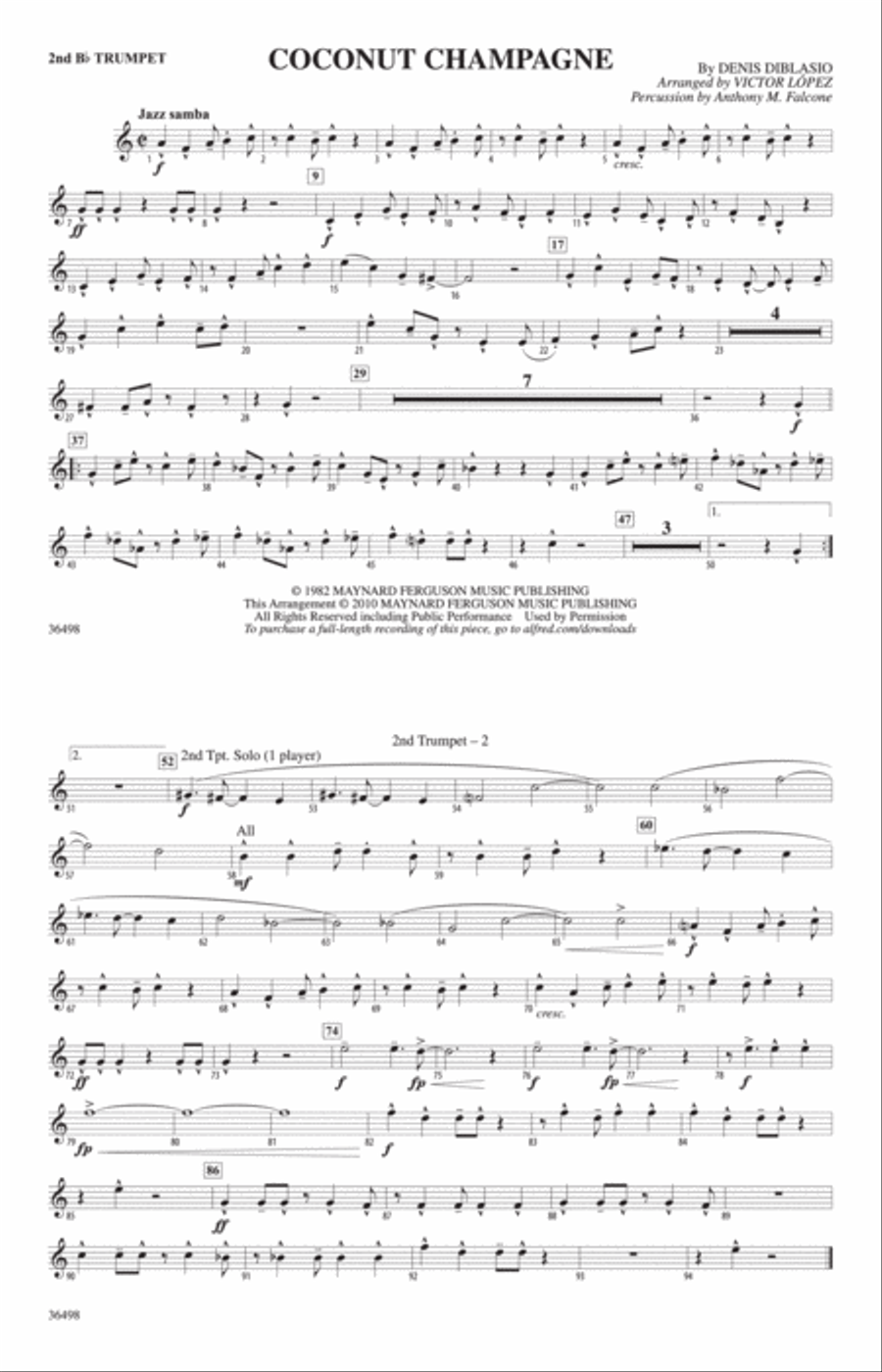 Coconut Champagne: 2nd B-flat Trumpet Marching Band scores gallery preview page 1