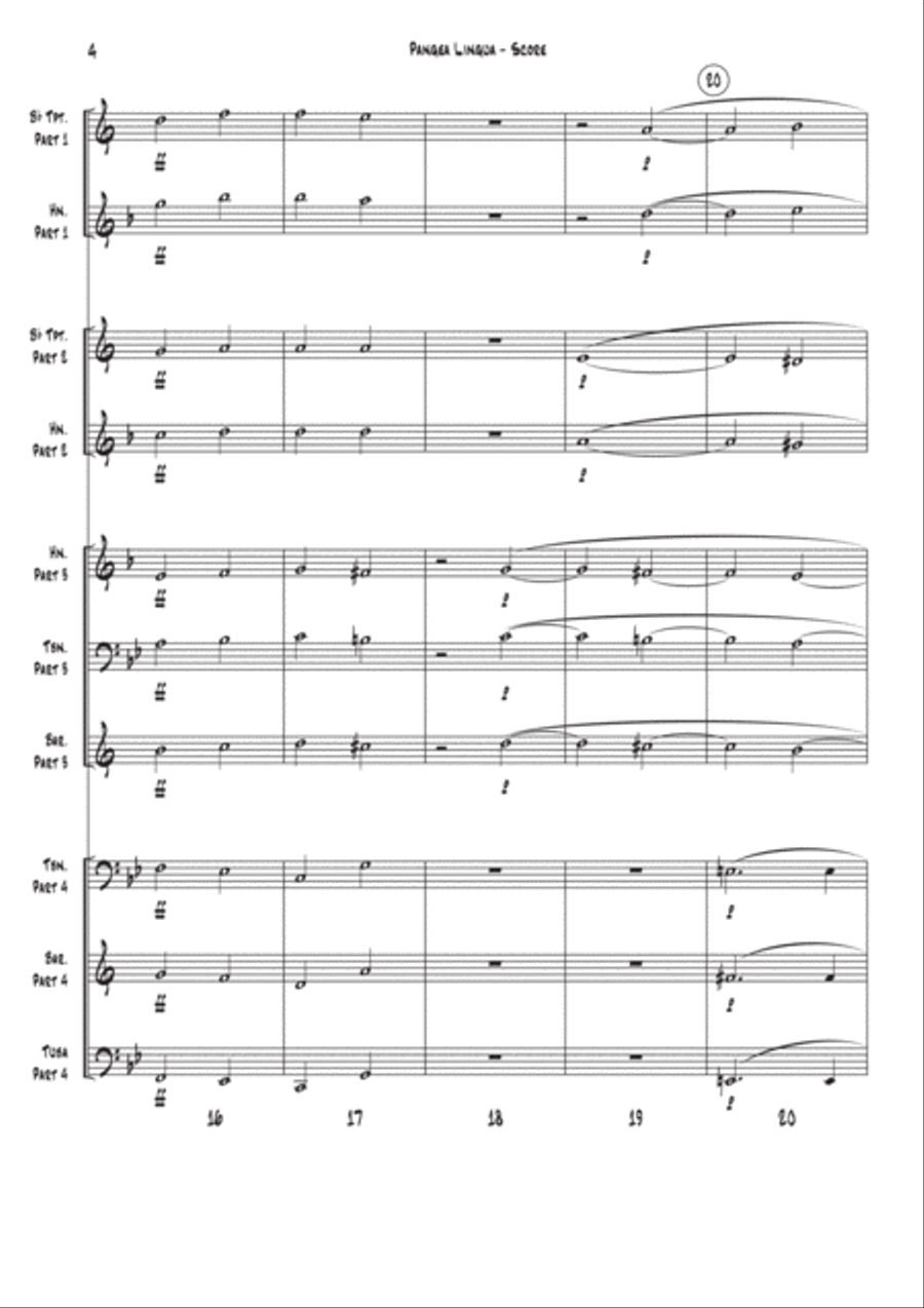 Pangea Lingua for Brass Ensemble Brass Ensemble scores gallery preview page 5