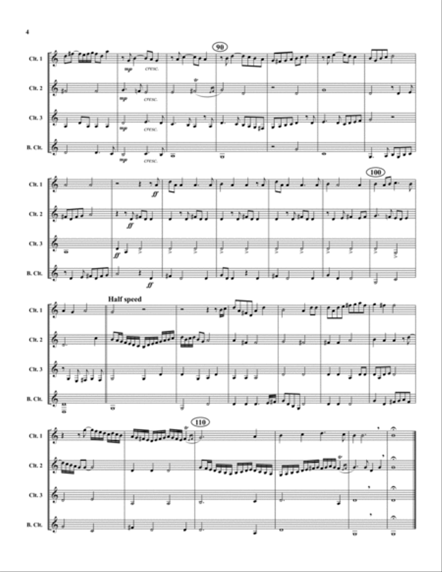 Earl of Oxford's March Clarinet Quartet scores gallery preview page 4