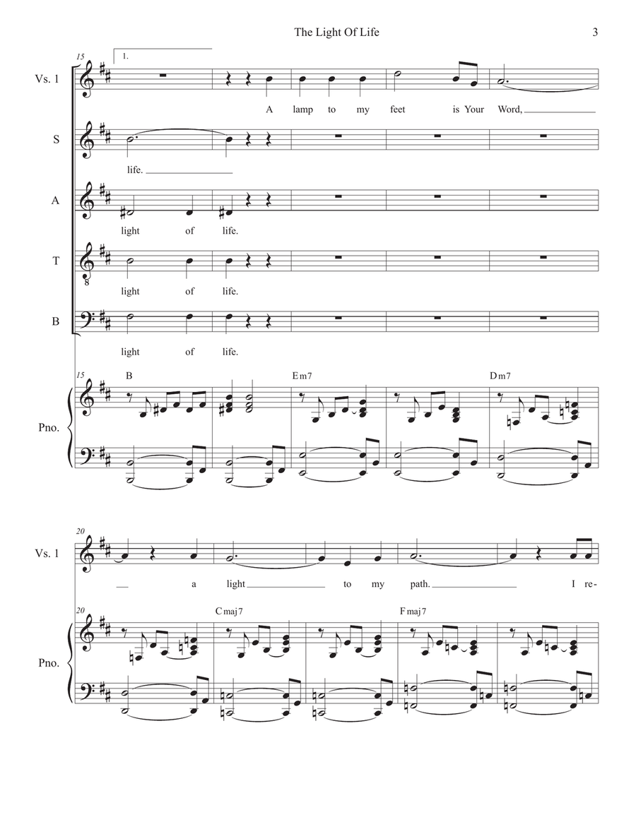 The Light Of Life (Vocal Quartet - (SATB) 4-Part scores gallery preview page 3