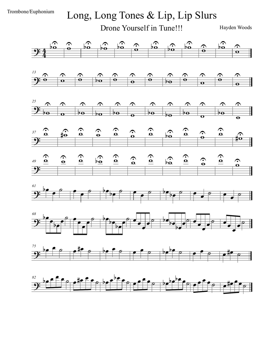 Long Tones, Lip Slurs and Chromatic Scale Trombone Solo scores gallery preview page 1
