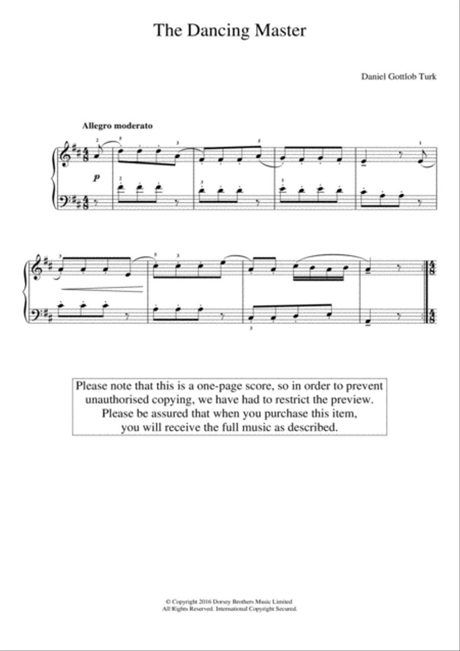 The Dancing Master The Dancing Master Easy Piano scores gallery preview page 1